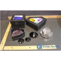Lot of Crystal and Diamond Shaped Paper Weights
