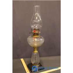 Antique Brass & Glass Boudoir Parlour Lamp