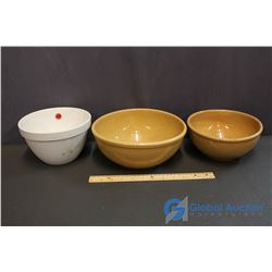 (3) Old Crockery Mixing Bowls