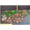 Image 1 : Lot of (17) Assorted Depression Glass (Pink, Green and Amber)