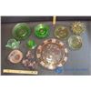 Image 2 : Lot of (17) Assorted Depression Glass (Pink, Green and Amber)