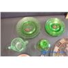 Image 5 : Lot of (17) Assorted Depression Glass (Pink, Green and Amber)