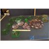 Image 7 : Lot of (17) Assorted Depression Glass (Pink, Green and Amber)