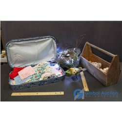 Misc Decor (Birds Nest, Shells, Handkerchiefs, Decorative Case)
