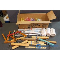 Box of Drawer Liners, Travel Containers, Wooden Hangers and Tensor Bandages