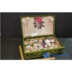Decorative Suitcase w/Contents (Lavendar Satchels, Misc Jewelry)