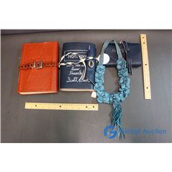 (3) Handmade Leather Journals & Necklace