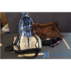 (3) Handbags & a Fur Collar