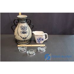 Egg Cups W/ Small Piture and Vas