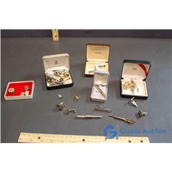 Lot of Cufflinks, Tie Clips, Pins