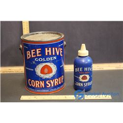 Bee Hive Golden Corn Syrup Tin and Squeeze Bottle