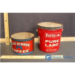 Blue Ribbon Coffee, Burns Pure Lard Tins