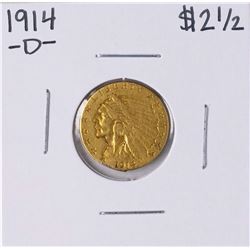 1914-D $2 1/2 Indian Head Quarter Eagle Gold Coin