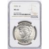 Image 1 : 1935 $1 Peace Silver Dollar Coin NGC MS63