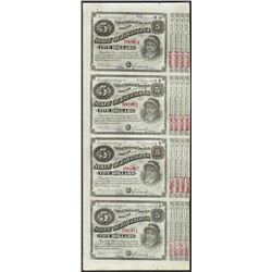 Uncut Sheet of (4) State of Louisiana Baby Bond Obsolete Notes