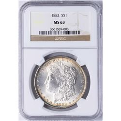 1882 $1 Morgan Silver Dollar Coin NGC MS63