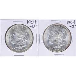 Lot of (2) 1904-O $1 Morgan Silver Dollar Coins