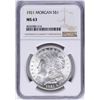 Image 1 : 1921 $1 Morgan Silver Dollar Coin NGC MS63