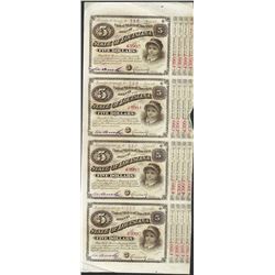 Uncut Sheet of (4) State of Louisiana Baby Bond Obsolete Notes