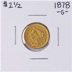 1878-S $2 1/2 Liberty Head Quarter Eagle Gold Coin