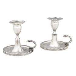 A Pair of Empire Chamber Candlesticks from Pest 