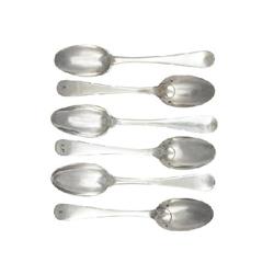 Six Late Baroque Table Spoons 