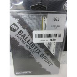Ballistix Sport Gaming Memory  1 x 8gb DDR4 2400 white