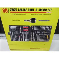 New 90 piece Quick Change Drill & Driver Set with case
