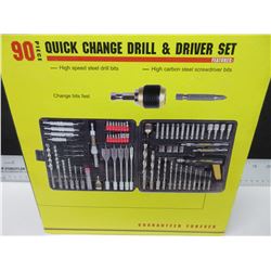 New 90 piece Quick Change Drill & Driver Set with case