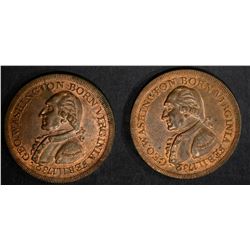 2-WASHINGTON BORN RESTRIKE MEDALS, BU