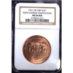 1961 HK-589 SO CALLED DOLLAR, NGC MS-66 RED