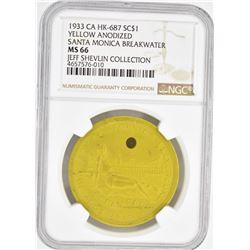 1933 CA HK-687 SO CALLED DOLLAR, NGC MS-66 RARE!