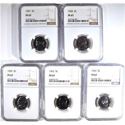 1957, 1958, 1959, 1962, 1963 NGC PF67