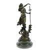 Image 1 : Justice Lady Bronze Sculpture on Marble Base Statue