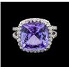 Image 2 : 14KT White Gold 9.07 ctw Tanzanite and Diamond Ring