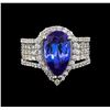 Image 2 : 18KT White Gold 3.66 ctw Tanzanite and Diamond Ring