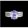 Image 2 : 3.25 ctw Tanzanite and Diamond Ring - 18KT White Gold