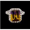 Image 2 : 4.87 ctw Ametrine and Diamond Ring - 14KT White Gold