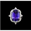 Image 2 : GIA Cert 16.34 ctw Tanzanite and Diamond Ring - 14KT White Gold