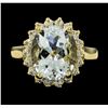 Image 2 : 4.91 ctw Aquamarine and Diamond Ring - 14KT Yellow Gold