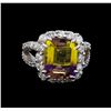 Image 2 : 5.31 ctw Ametrine and Diamond Ring - 14KT White Gold