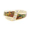 Image 2 : 0.40 ctw Diamond Ring with Inlaid Synthetic Opal - 14KT Yellow Gold