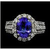 Image 2 : 3.57 ctw Tanzanite and Diamond Ring - 14KT White Gold