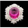 Image 2 : 13.90 ctw Rubellite and Diamond Ring - 18KT White Gold