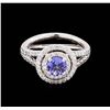 Image 2 : 14KT White Gold 1.24 ctw Tanzanite and Diamond Ring