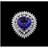 Image 2 : GIA Cert 11.22 ctw Tanzanite and Diamond Ring - 14KT White Gold