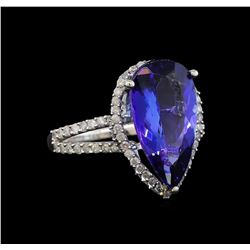 14KT White Gold 5.36 ctw Tanzanite and Diamond Ring