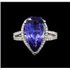 Image 2 : 14KT White Gold 5.36 ctw Tanzanite and Diamond Ring