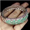 Image 3 : Natural Green Emerald & Garnet 129 Carats Bangle