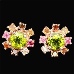 NATURAL PERIDOT & MULTI COLOR TOURMALINE Earrings